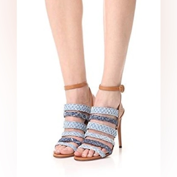 Aquazzura Braided Denim Tyra Heels - Picture 8 of 9